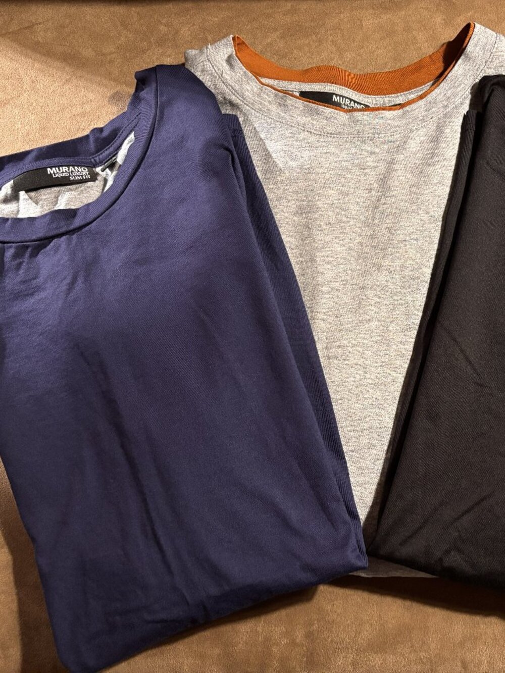 Lot of 3 Murano Men's Large Long Sleeve Crew Neck Shirt  Navy Gray Black NWOT